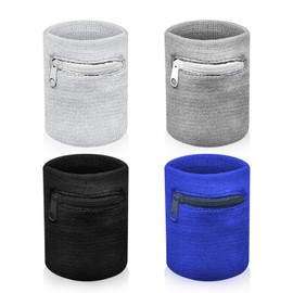 TEAONE Wrist Pouch Wallet, 4 PCS Sweatband Wrist Wallet for Running, Hiking, Cycling (4 Color)