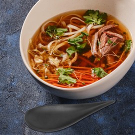 6pcs Japanese Style Tear Drop Appetizer Spoons, Reusable Melamine Tea Scoop for Dessert Tasting, Pudding, Ice Cream, Sushi Condiments