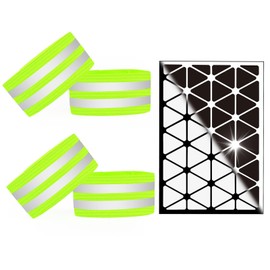 Tiruiya Reflectors Bicycle Set, Includes 360° Spoke Reflectors Cat's Eyes for Driving Layers of Safety in the Dark High Visibility (1 Sticker + 4 Reflective Tapes)