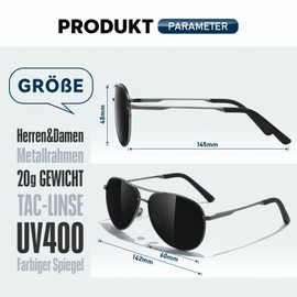 wearPro Sunglasses Men Women Polarised Premium Metal Frame Sunglasses Unisex with UV400 Protection Vintage Black Driving Glasses, 3-gold frame/black lenses