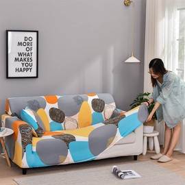 Hggzeg Sofa Cover, High Stretch Elastic Fabric 1 2 3 Seater Sofa Slipcover Chair Printed Couch Cover Non Slip Furniture Protector Cover, Machine Washable (3 Seater,Magic Block)