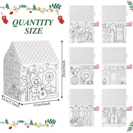 Watersay 12 Pcs Gingerbread Paper Coloring Houses DIY Craft Color Your Own Cardboard Houses Personalize a Cardboard House Christmas Holiday Party Favors Gifts for Girl Boy Classroom Home