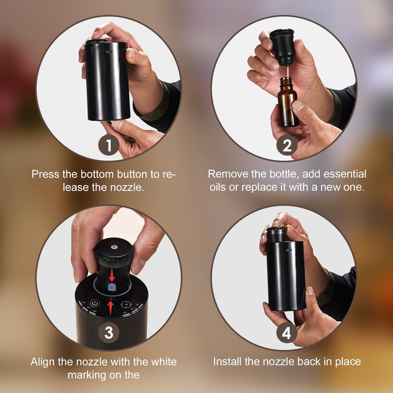 Waterless Diffuser for Essential Oil Nebulizer, 7 Colors LED Light,