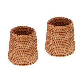 Ciieeo 2pcs Wood Woven Pen Holder Storage Basket for Sundries Compact Design for Desk Organization and Versatile Container for Office and Home Use