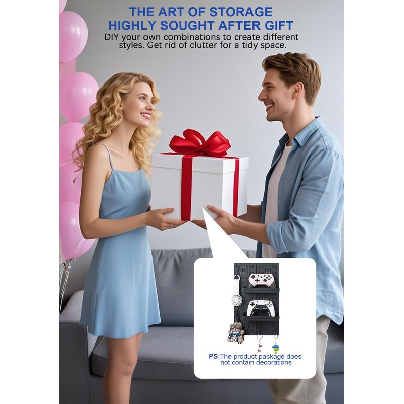 Pegboard Wall Organizer - Modular System for Gaming Setup, Office