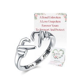 Silver Heart Rings Gifts for Women - S925 Sterling Silver Adjustable White Gold Plated Irish Claddagh Ring with Message Card, Promise Love Heart Jewelry Rings Christmas Mothers Day Gifts for Her