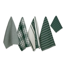 DII Everyday Collection Foodie Kitchen Set, Dishtowel & Dishcloth, Dark Green, 5 Piece