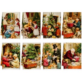 Fourluoo 8 Pcs Christmas Kitchen Towels Xmas Hand Dish Towels Retro Tea Cloths Holiday Bath Decor for Christmas Party Theme Home Bathroom Kitchen Decorations