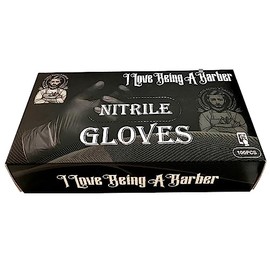 HAIRFUSION I Love Being A Barber - Professional Heavy Duty Disposable Nitrile Gloves - Powder & Latex Free - Touch Screen - Box of 100 (Extra Large)