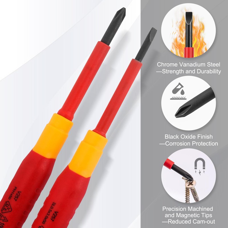 HAUTMEC 6Pcs Precision Screwdriver Set, Mini Insulated Screwdriver with Slotted