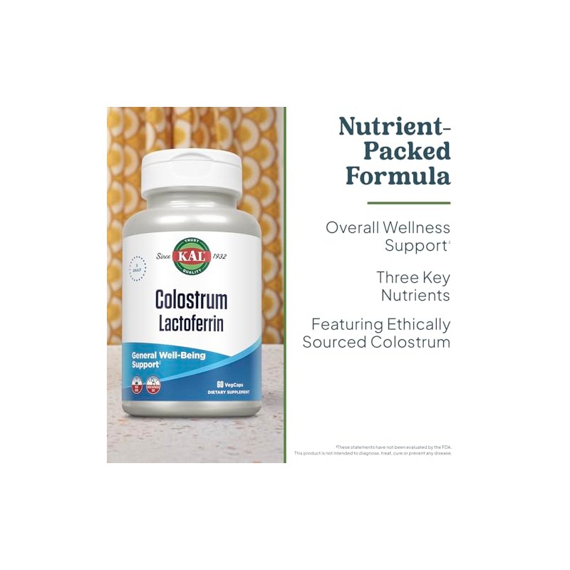 KAL Colostrum Lactoferrin Capsules, 60 Count