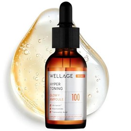 Wellage Ampolla Hyper Toning Glowy para el rostro, cuidado de la piel coreano, glutatoína, vitamina C, corrección de manchas, manchas de la piel, cicatrices de acné, tonificar la piel, 1.01 onzas
