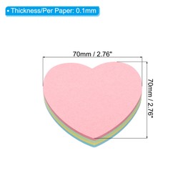 PATIKIL 2.7 x 2.7 Inch Heart Shape Sticky Notes, 3 Pads Cute Self-Stick Memo Pads Bright Colorful 100 Sheets/Pad for Home Office, 4 Colors