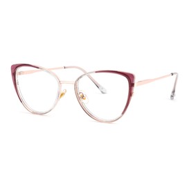 VOOGLAM Cat Eye Metal Simple Eyeglasses Frames for Women, Fashion Accessory Frames Anti-eye Strain Electronic Screen Glasses Purple-4675