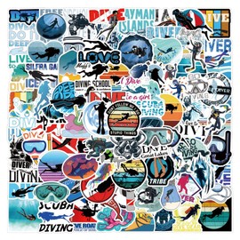 Diving Theme Stickers Pack, Scuba Diving Stickers for Adults, Waterproof & Vinyl Decals for Laptop Water Bottle - Summer Beach Travel Party Supplies