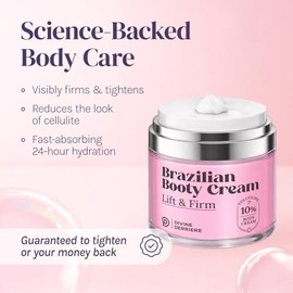 Divine Derriere- Crema corporal brasileña, crema corporal reafirmante y reafirmante con Volufiline que ayuda a reducir la apariencia de las líneas de 