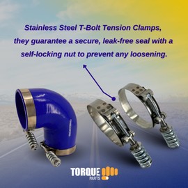 TORQUE 90 Degree Elbow 4-Ply Coupler Silicone Hose ID 3.5" (89mm) with T-Bolt Clamps Set for Turbo, Air Intake and Intercooler Hose Kit (TRCAC355050)