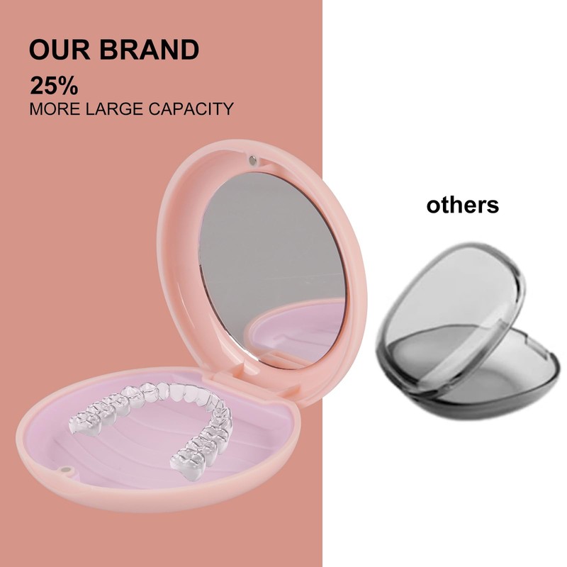 LONGMON Slim Retainer Case,Compatible with Invisalign,Aligner,Contain Remover Tool,Chewie,Pink Retainer Case