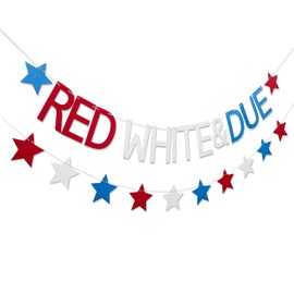 Red White & Due Banner - Patriotic Baby Shower Garland, 4th of July Baby Shower Banner, USA Theme Nursery Decorations, Independence Day Party Backdrop