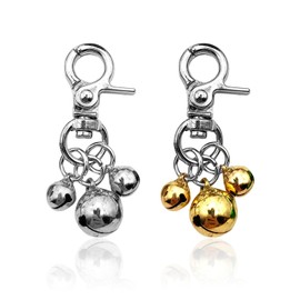 RNSKFG 2 Pieces Bell Pendant, Bell Keychain, Cat Collar Bell, Three Bell Pendant (Silver, Gold).