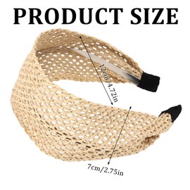 Norbiariz 1Pcs Wide Straw Headband Headbands Hair Accessories for Women Non Slip Headband Girls Fashion Cute Head Bands for Women's Hair Tiaras Headdresses