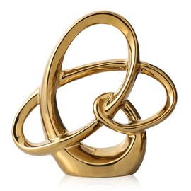 Modern Gold Decor Ceramic Statue - Abstract Home Accent & Tabletop Figurine for Living Room, Bedroom, Bathroom, Office, Shelf, Mantel - Wedding, Coffee Table, Dining Room Centerpiece Decoration