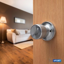 XFORT Tulip Passage Knob Set Satin Chrome, Door Knob for Internal Wooden Doors