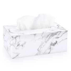 Sumnacon Stylish PU Leather Tissue Box Holder, Rectangular Napkin Holder Pumping Paper Case Dispenser for Home Office Car Automotive Decoration Marble
