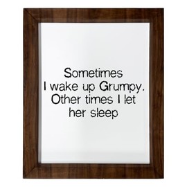 Los Drinkware Hermanos Sometimes I Wake Up Grumpy. Other Times I Let Her Sleep - Funny Decor Sign Wall Art In Full Print With Wood Frame, 14X17