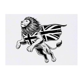 'British Lion Hero' Temporary Tattoo - Water Resistant, Skin-Safe, Non-Toxic Transfer (TO00083159)