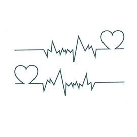 EROSPA® Temporary Tattoo Sheet / Sticker - ECG Heart Frequency - Waterproof