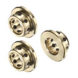 sourcing map 3pcs Flange Sleeve Bearings 12mm Bore x 18mm OD x 10mm Height, Wrapped Oilless Flange Bushings Brass Graphite, Oilless Lubricating Cast Brass Bushing