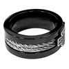 Harley-Davidson Men's Ring, Bar & Shield Steel Cable Band, Black
