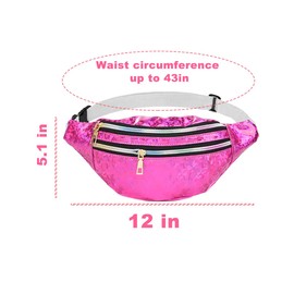 Fanny Pack Holographic with Heart Sunglasses,Waterproof Adjustable Belts Crossbody Waist Bag for Women Men Daily Wear, Bachelor Party (pink), Pink, Small, Fashion