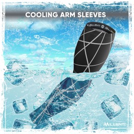 Millenti Cooling Arm Sleeve Compression - Sun Protection Sport Recovery Sleeves, Cools when Wet, Unisex in 4 Sizes - 2pcs (Black with Gray Lines, Extra Large)