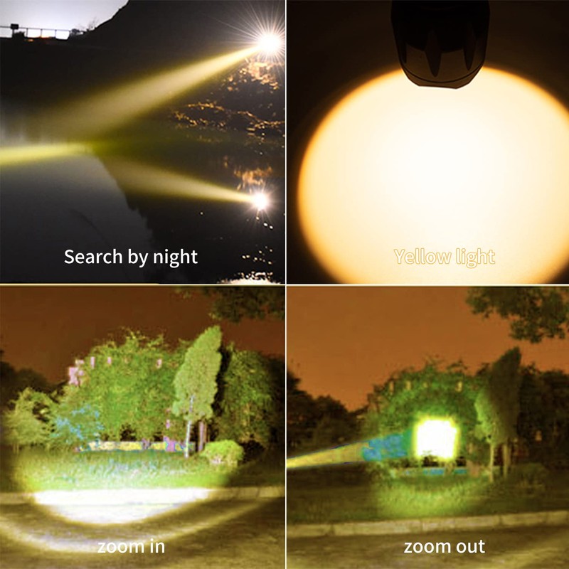 YZYOE Red Light Tactical Flashlight, 4 in 1 White, Yellow,