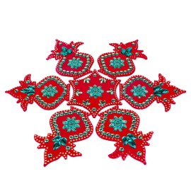 Aditri Creation Designer Floor Rangoli Reusable Round Rangoli Acrylic Rangoli Indian Traditional Home Floor Decor Gift for Home Interior Floor Festival Decorations and Gifting (Size: -10 Inches) (Red)