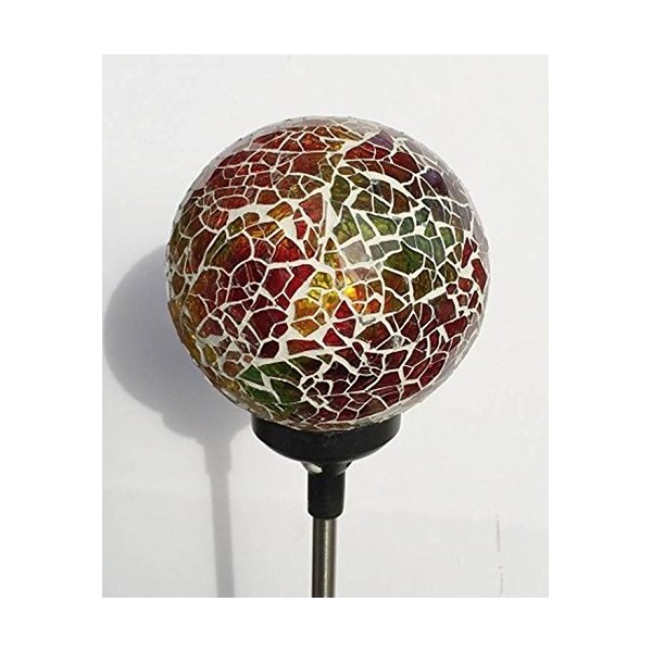 Colorful Ball Solar Lights (#Whitem005Y), Solar Power Multi-color Color Changing LED Mosaic Crackle Glass Ball Decorative Garden Yard Light Stake Lamp
