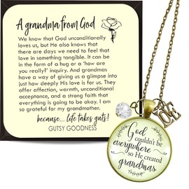 Blessed Grandma Necklace He Couldn't Be Everywhere Faith Inspired Jewelry 24"