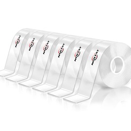 Strong Double Sided Tape Heavy Duty Double Sided Tape for Walls, Clear & Tough Double Sided Mounting Nano Tape, Removable Adhesive Wall Tape for Hanging Picture, Poster, Carpet (60FT)