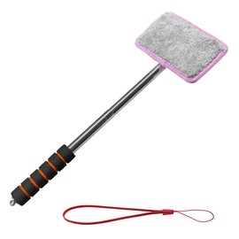 Car Windshield Cleaner Tool, Retractable Car Microfiber Pad with Extendable Handle, Portable Auto Water Wiper for Glass, Door, Window, Windshield Cleaning Tool Accessories for Vehicles, Home (Pink)