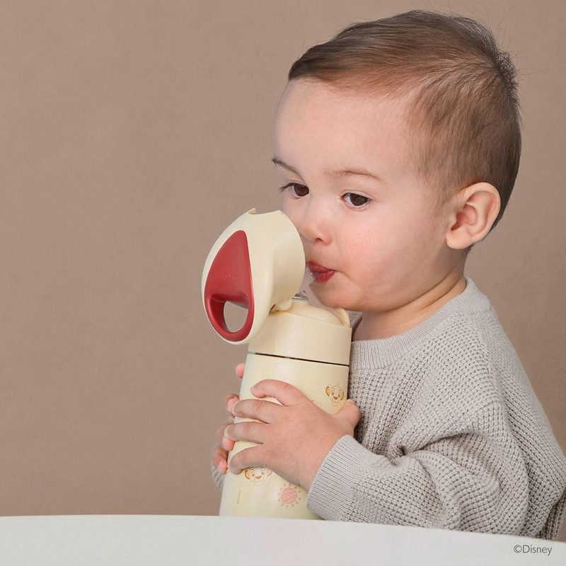 b.box Insulated Drink Bottle with Straw, Cold Retention, One-push Type,