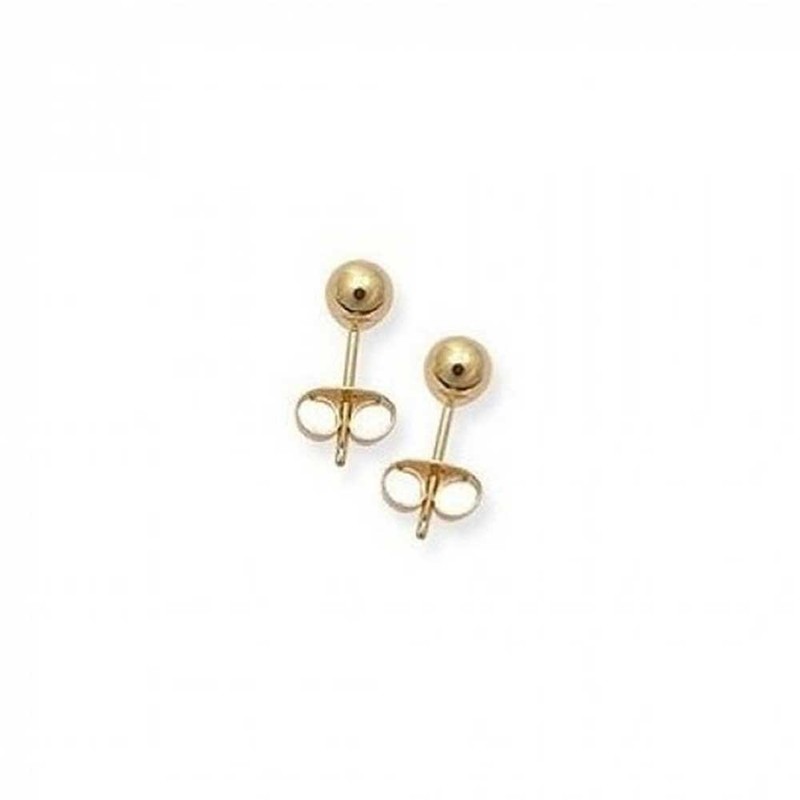 Simple Classic Style Hollow Childrens Round Ball Stud Earrings 14K