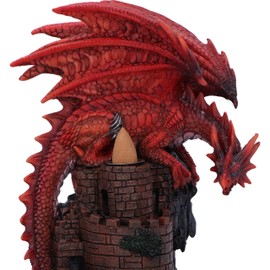Nemesis Now Crimson Keep Backflow Incense Burner 22cm, Resin, Red Dragon on Spiral Stairway Incense Cone Burner, Holds Incense Cone, Fantasy Home Décor, Cast in the Finest Resin, Expertly Hand-Painted