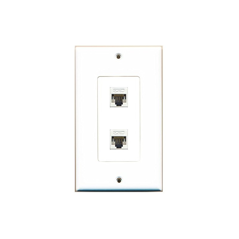 RiteAV - 2 Port Cat5e Ethernet White Wall Plate Decorative