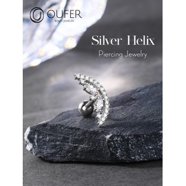 OUFER Helix Piercings Jewellery 925 Sterling Silver Conch Ring Tragus Studs Cartilage Earring 16G AAA+ CZ Upper Top Ear Barbell Gift for Women Girls (Silver Cartilage)