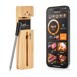 Wireless Meat Thermometer for Grilling and Smoking, Oven Digital Thermometer Instant Read Thermometer for Kitchen Outdoor Cooking Grill, Smoker (1 Probe APP Control)