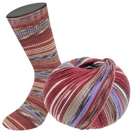 LANA GROSSA Meilenweit Seta, high-quality sock yarn with silk content, machine washable, hand knitting yarn, 55% virgin wool (merino), polyamide and silk, 100 g wool for knitting and crochet, 400 m