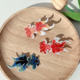 OUDEKE 3PCS Goldfish Lucky Fish Hair Clips Cloth Hair Barrettes for Girls Women, Girls Hair Gift