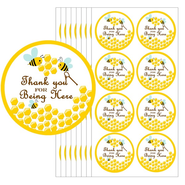 Top label Thank You for Being Here Honey Label,Bumble Bee Baby Shower Favor Stickers,2 Inch 160 Pcs Per Pack